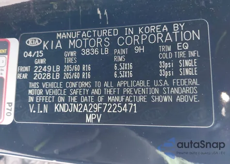 2015 Kia Soul from USA, damaged, VIN KNDJN2A29F7225471